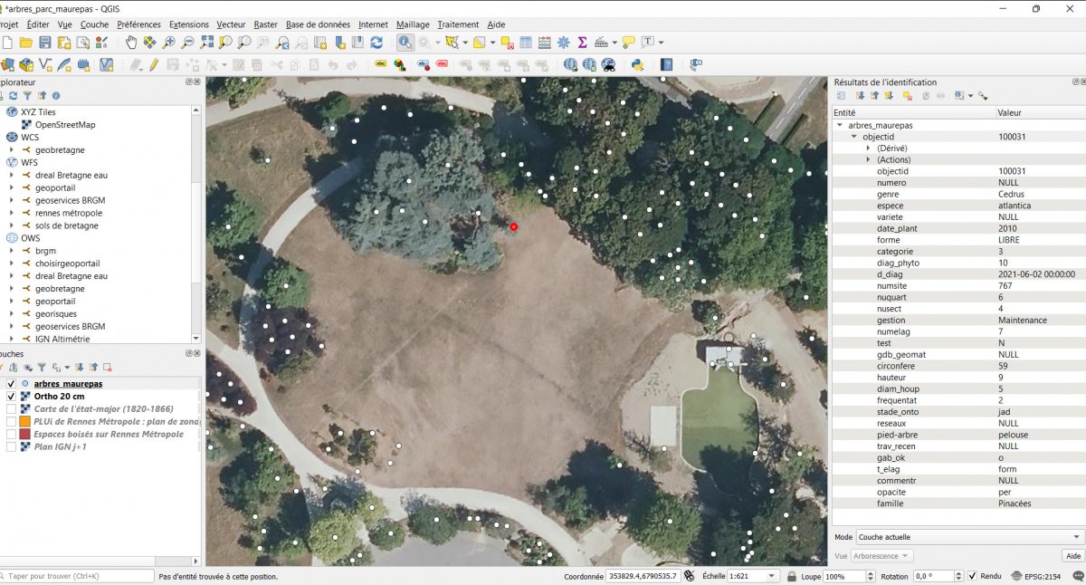 Capture d'écran du logiciel SIG Qgis
