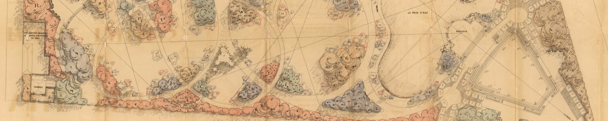 Vue partielle du plan Moser de 1937 du par de Maurepas à Rennes